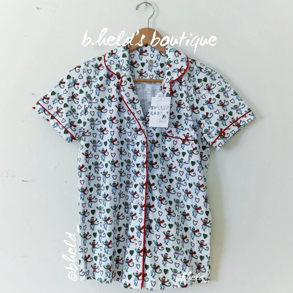 Roller Rabbit Merry Monkey Polo Pajamas in White XS & S Dreamland Day 1 New NWT - Picture 3 of 17